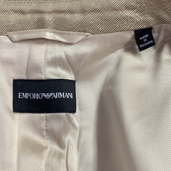 EMPORIO ARMANI Size M Gold Metallic Notch Lapel Pantsuit - Picture 7 of 10
